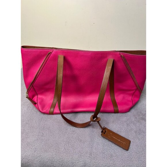 Fossil Magenta Saffiano Leather Large Tote Shoulder Handbag - Picture 3 of 9